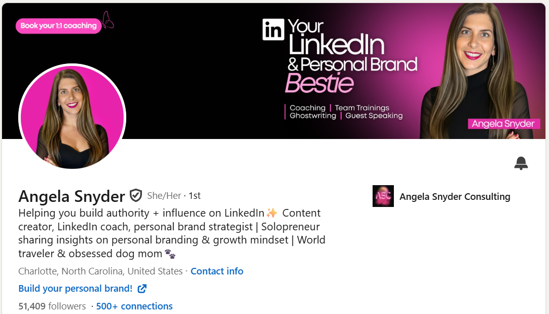 Angela's LinkedIn Profile Makeover